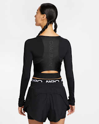 Nike Pro Women's Dri-FIT Cropped Long-Sleeve Top. Nike ID